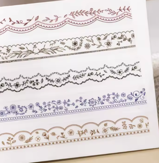 6 Washi Tapes Delgados Encaje Transparente