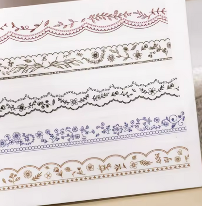 6 Washi Tapes Delgados Encaje Transparente