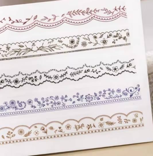 6 Washi Tapes Delgados Encaje Transparente