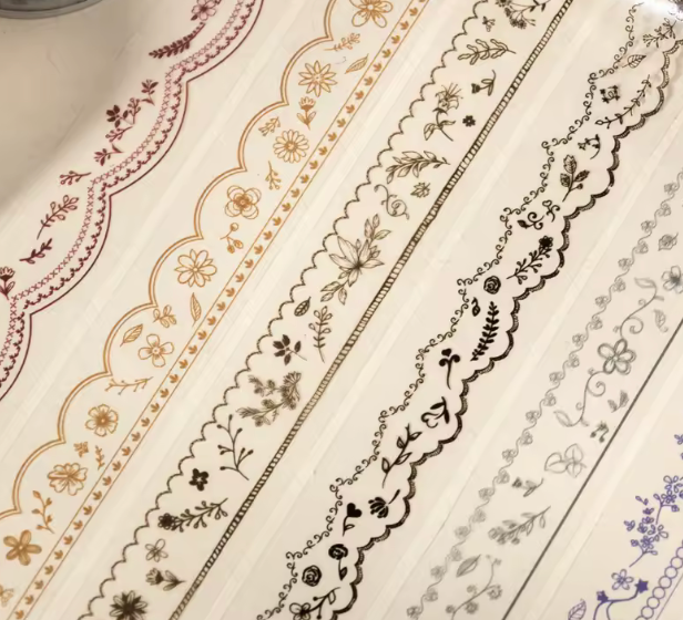 6 Washi Tapes Delgados Encaje Transparente