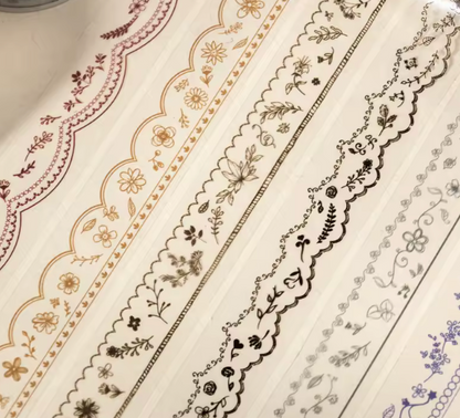6 Washi Tapes Delgados Encaje Transparente
