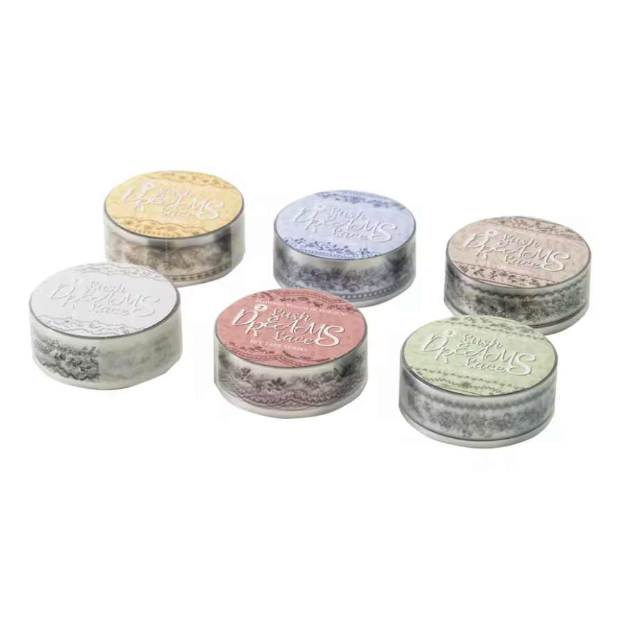 6 Washi Tapes Delgados Encaje Transparente