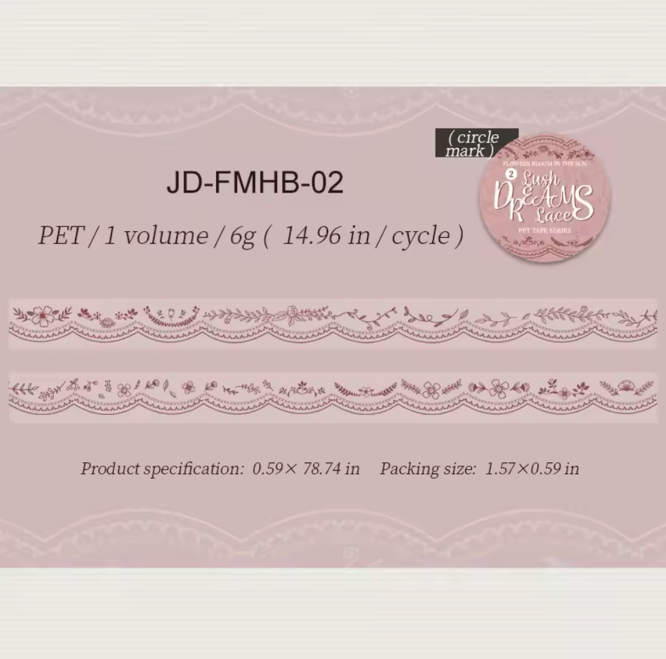 6 Washi Tapes Delgados Encaje Transparente
