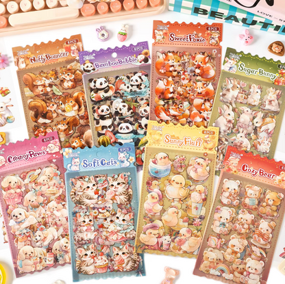 6 Hojas de Stickers Animales