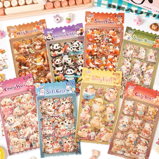 6 Hojas de Stickers Animales