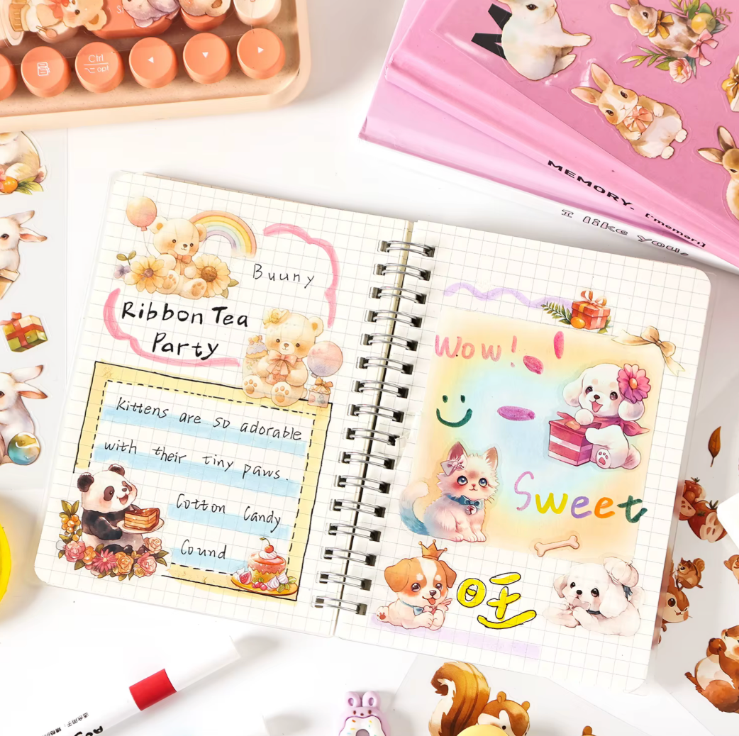 6 Hojas de Stickers Animales