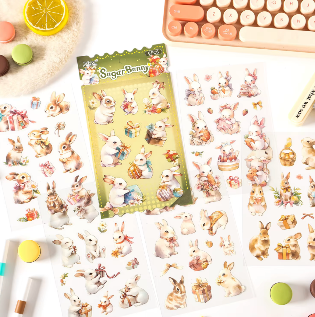 6 Hojas de Stickers Animales