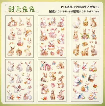 6 Hojas de Stickers Animales