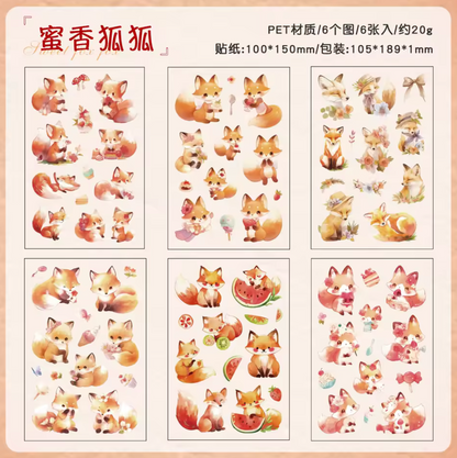 6 Hojas de Stickers Animales