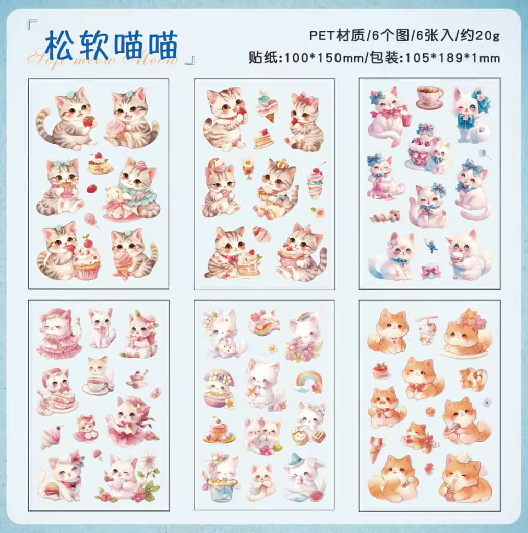 6 Hojas de Stickers Animales