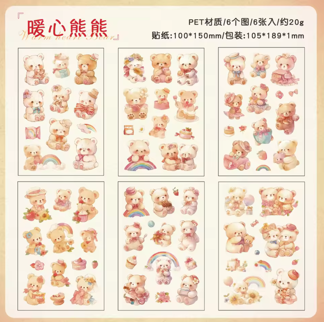 6 Hojas de Stickers Animales
