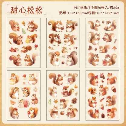 6 Hojas de Stickers Animales