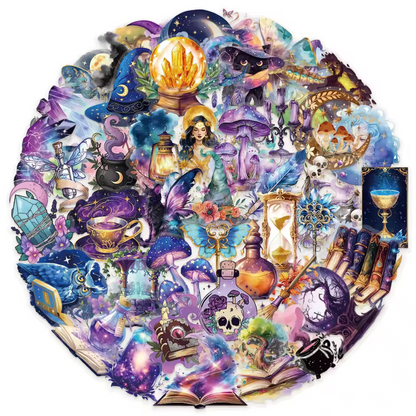 50 Stickers transparentes Halloween, Magia, Mistico