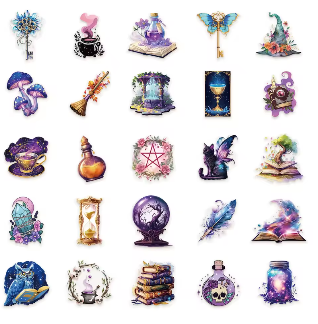 50 Stickers transparentes Halloween, Magia, Mistico