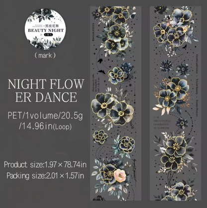 6 Washi Tapes Beauty Night con foil dorado