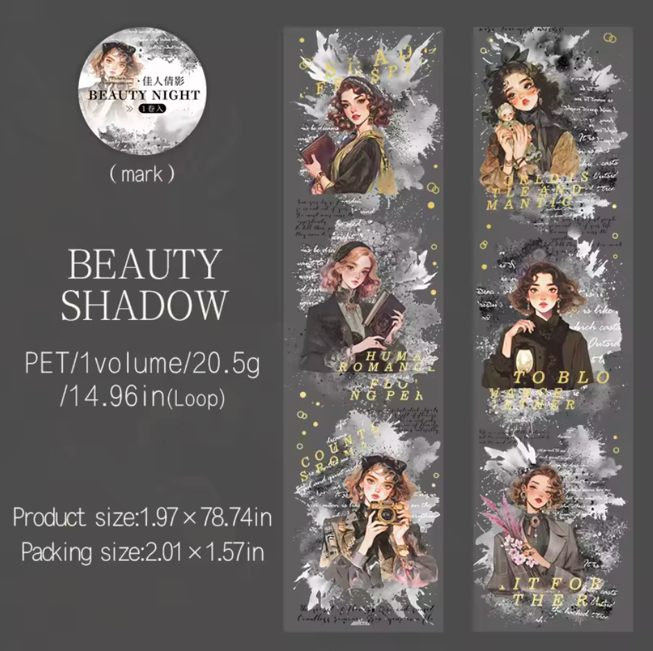 6 Washi Tapes Beauty Night con foil dorado