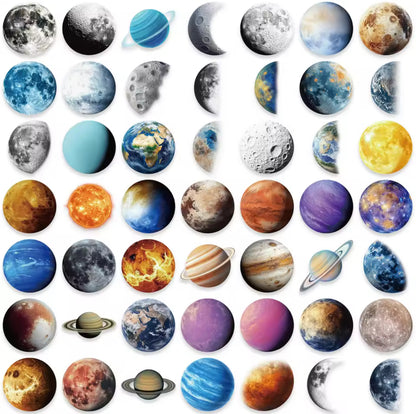 50 Stickers transparentes Planetas 🪐