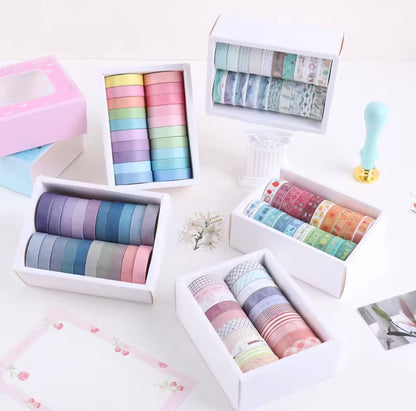 Caja de Washi Tapes delgados coloridos