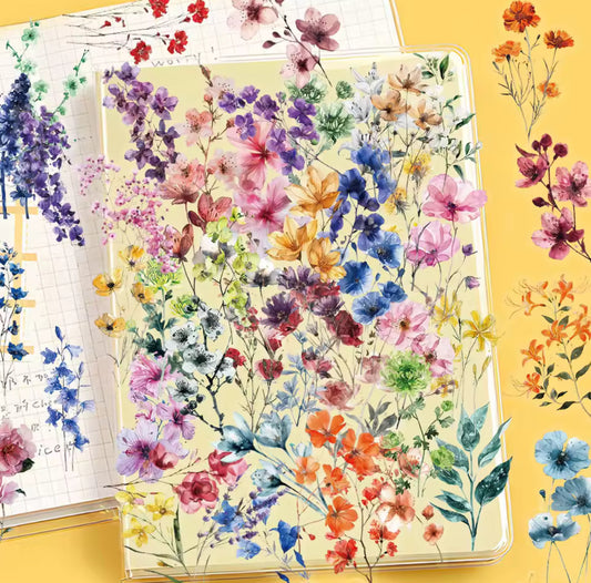 50 Stickers Transparentes Flores del campo