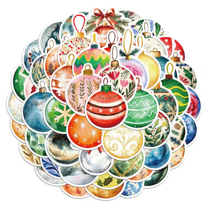 50 Stickers Vinil Esferas Navidad