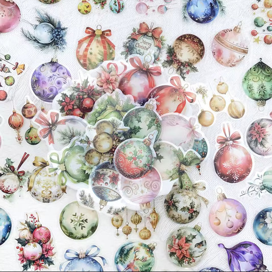 50 Stickers transparentes Esferas navideñas
