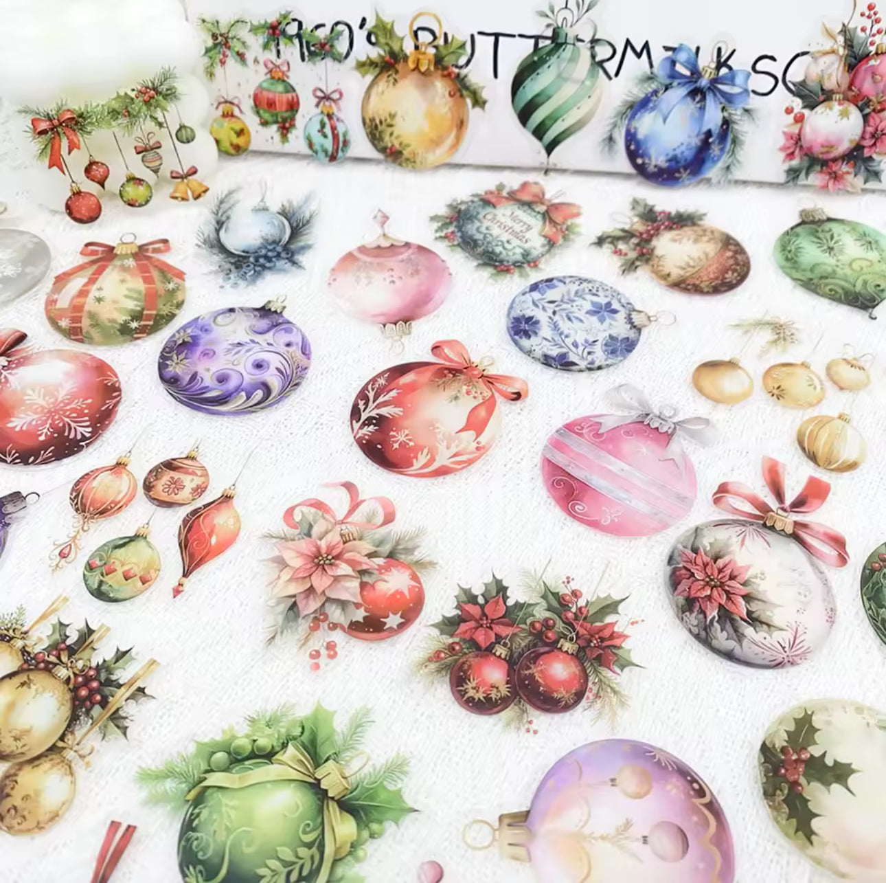 50 Stickers transparentes Esferas navideñas