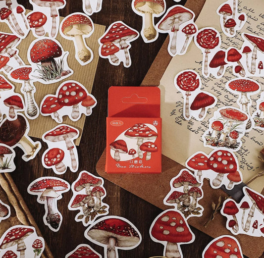 Cajita Stickers Hongos Rojos