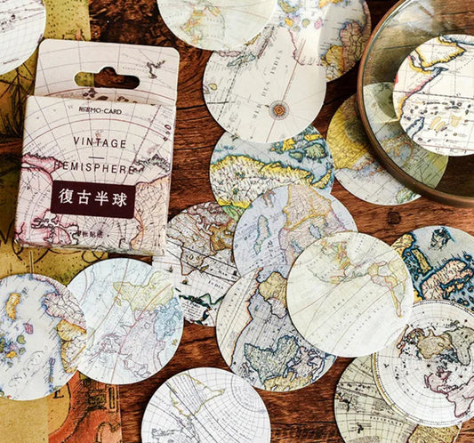 Cajita Stickers Mapas redondos