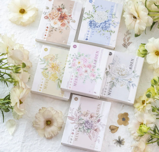 Cajita de 50 Stickers Flores transparentes