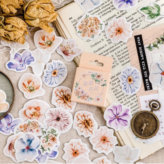 Cajita de Stickers Flores pasteles