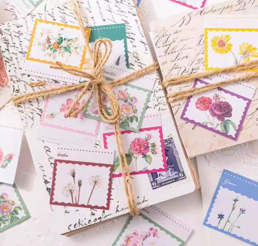Cajita de Stickers timbres flores