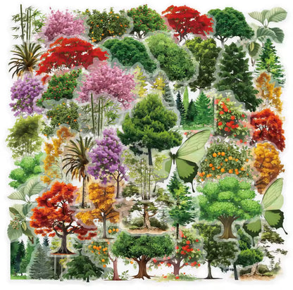 50 Stickers transparentes arboles