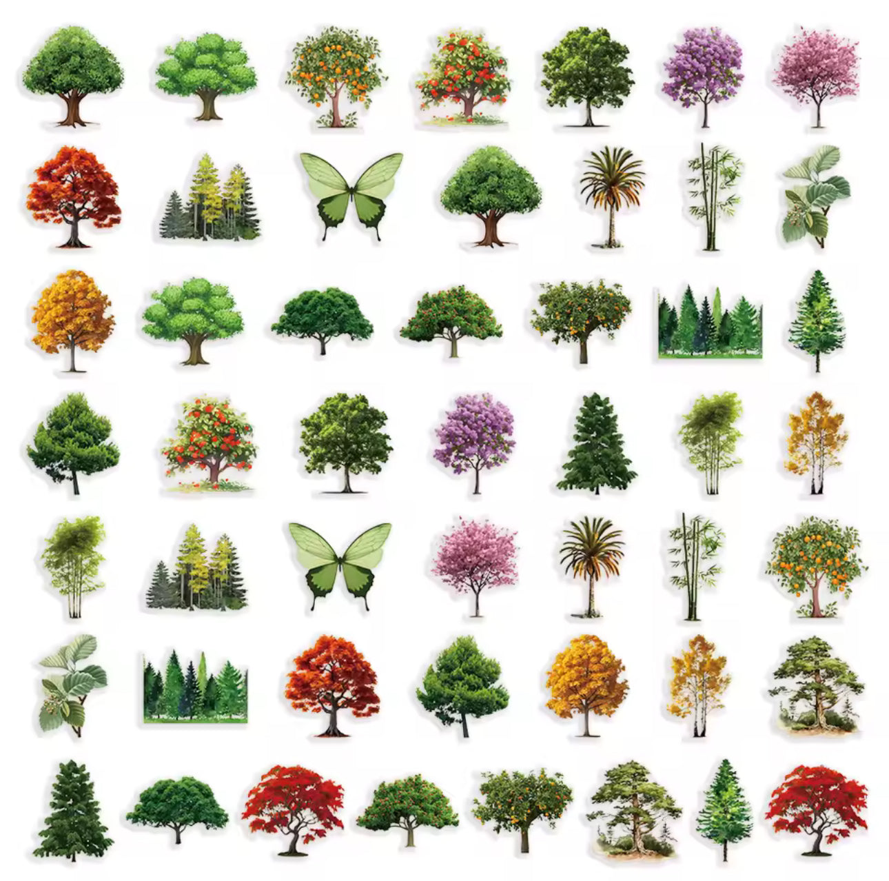 50 Stickers transparentes arboles