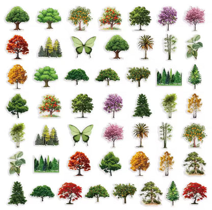 50 Stickers transparentes arboles