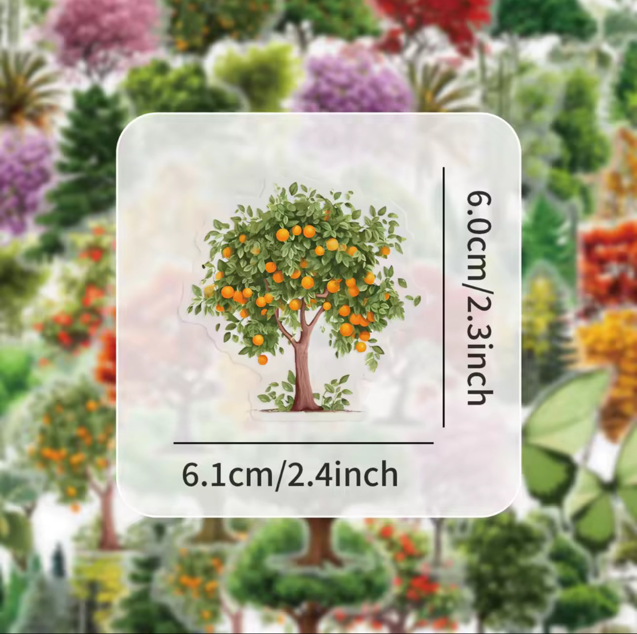50 Stickers transparentes arboles