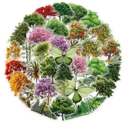 50 Stickers transparentes arboles
