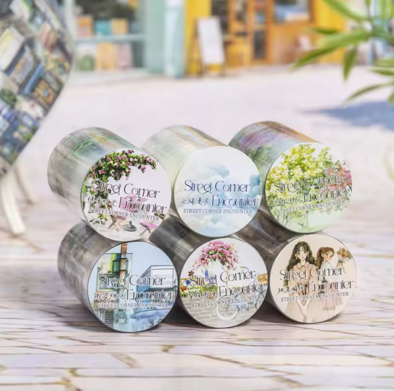 Washi Tape Ancho transparente Street corner