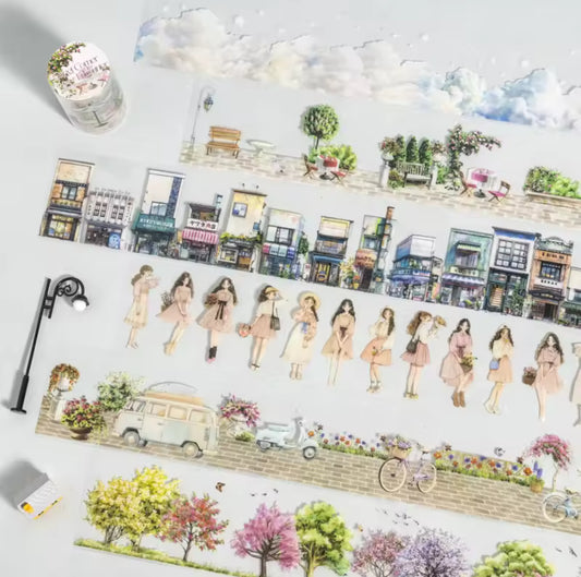 Washi Tape Ancho transparente Street corner