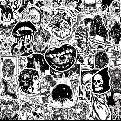 50 Stickers Vinil Blanco & Negro