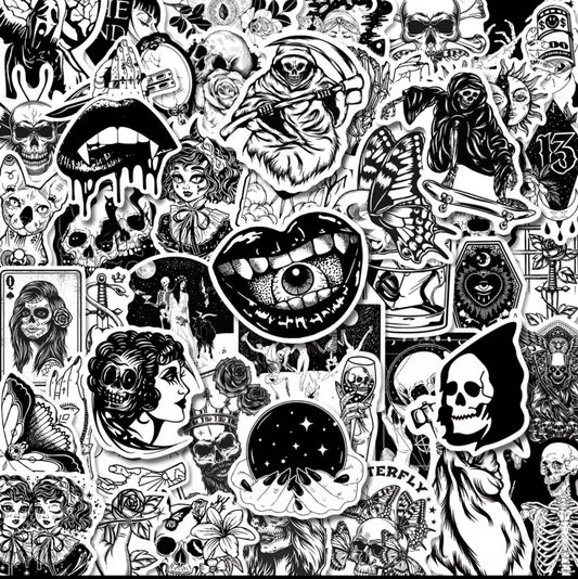 50 Stickers Vinil Blanco & Negro
