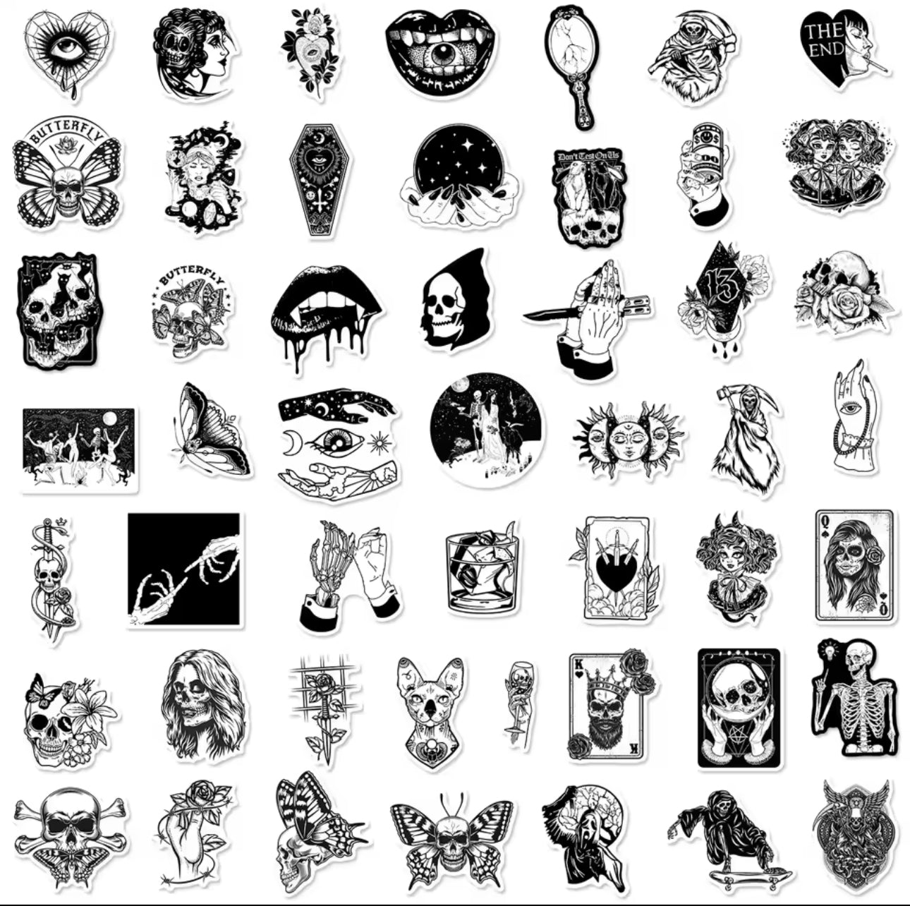 50 Stickers Vinil Blanco & Negro