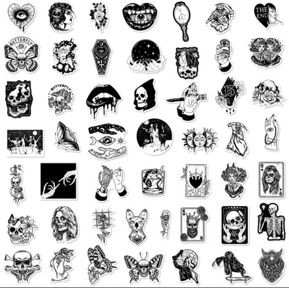 50 Stickers Vinil Blanco & Negro