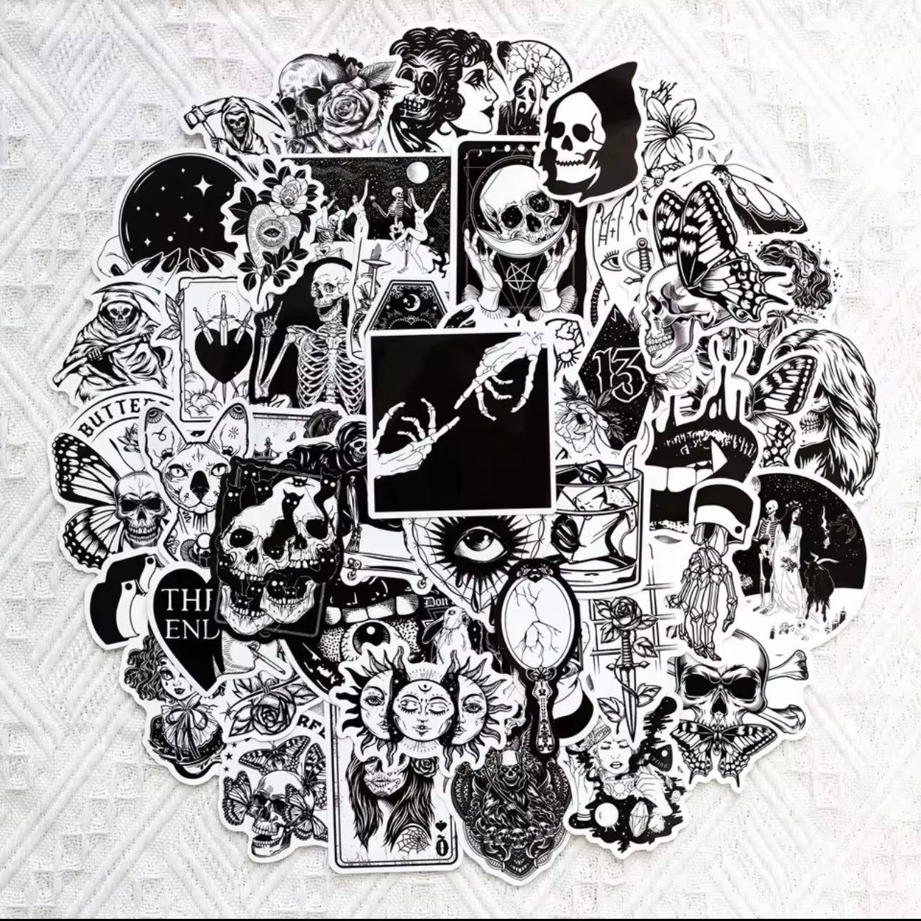 50 Stickers Vinil Blanco & Negro
