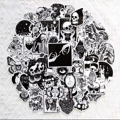 50 Stickers Vinil Blanco & Negro
