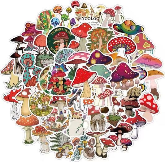 50 Stickers Vinil Hongos