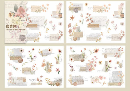 2 Hojas Transfer Flores & Texto