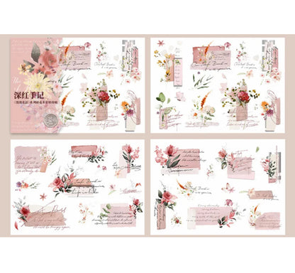 2 Hojas Transfer Flores & Texto