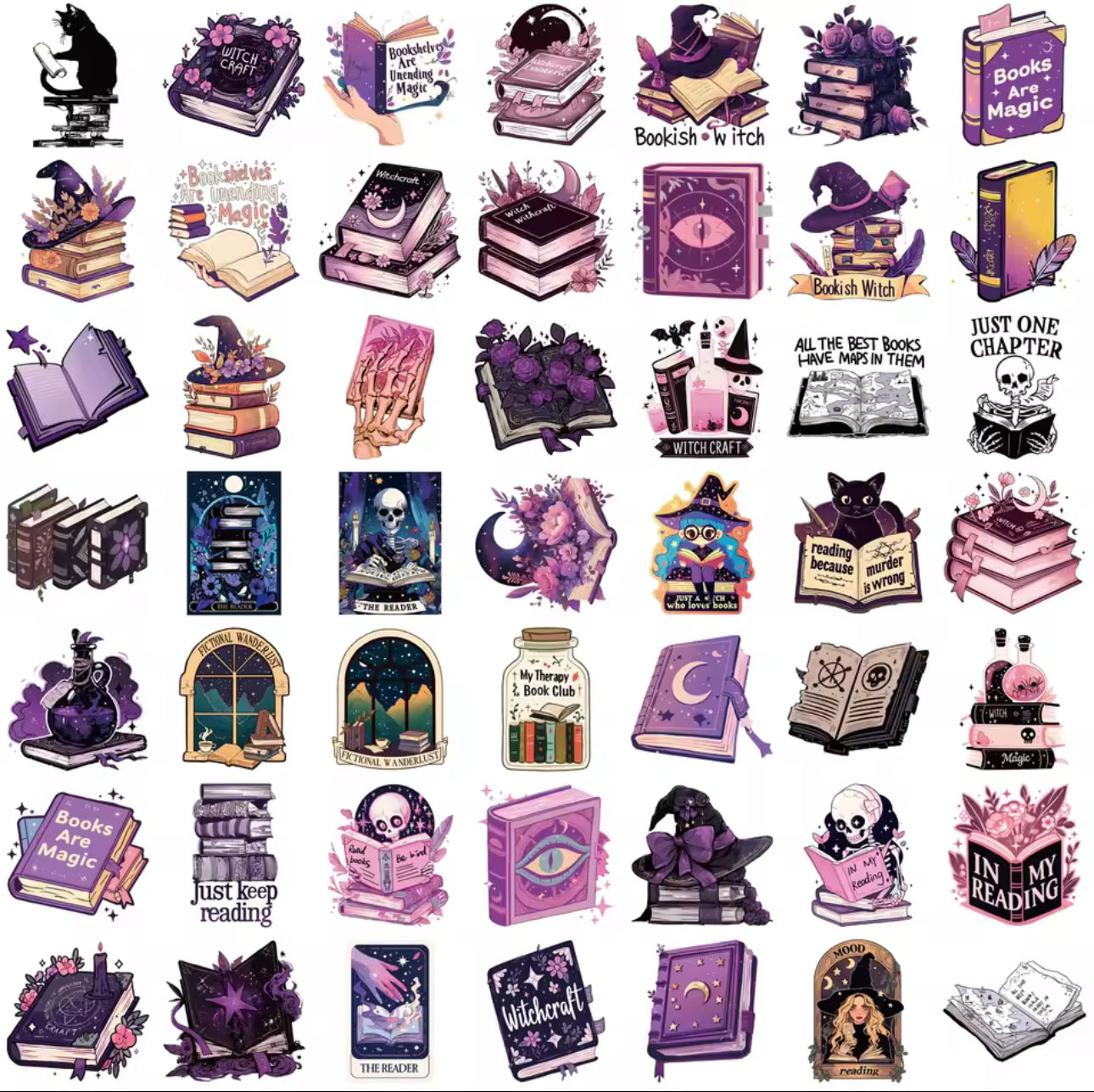 50 Stickers Vinil Mistico Violeta