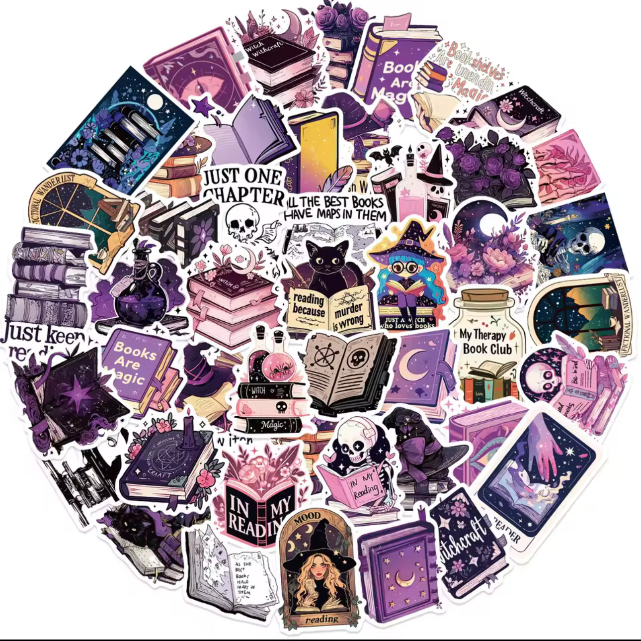 50 Stickers Vinil Mistico Violeta