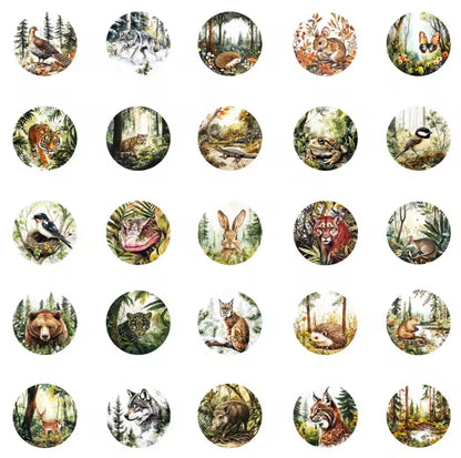50 Stickers Vinil Circulos animales